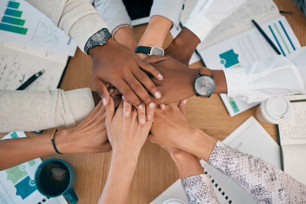 A team of field marketers exhibiting a good team culture